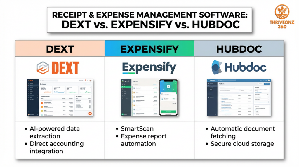 Best Receipt & Expense Management Software 2026: Dext vs Expensify vs Hubdoc